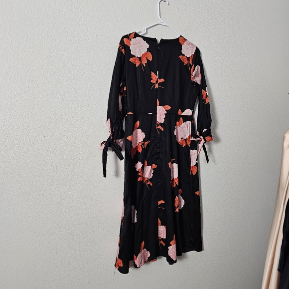 Who What Wear Floral Black and Pink Dress Sz L - Picture 5 of 10
